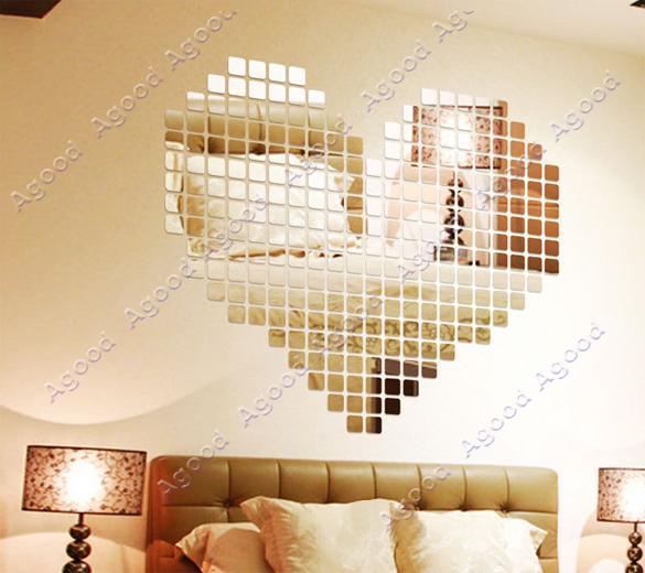 Neuer heiÃer verkauf 100pcs 2x2cm fashion silber 3d wand aufkleber ...